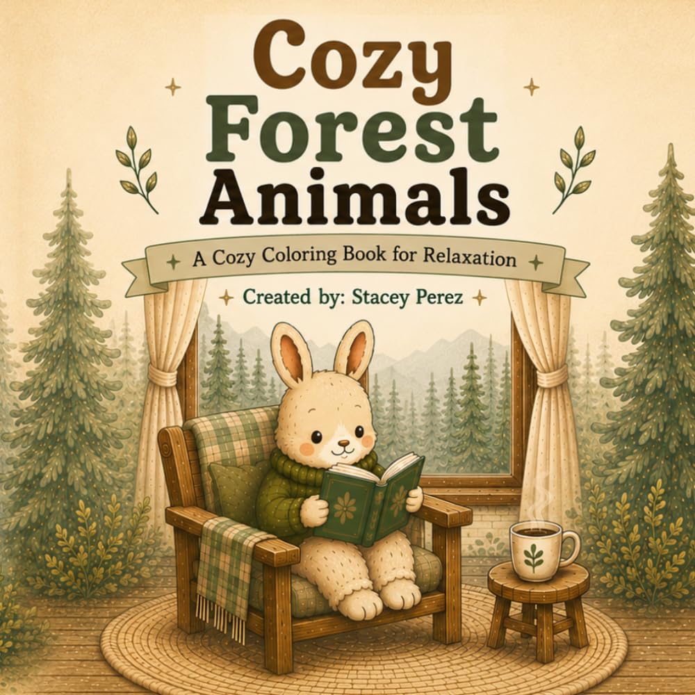 Cozy Forest Animals: A Cozy Coloring Book for Relaxation with 50 Adorable Animal Illustrations (Cozy Coloring Collection)