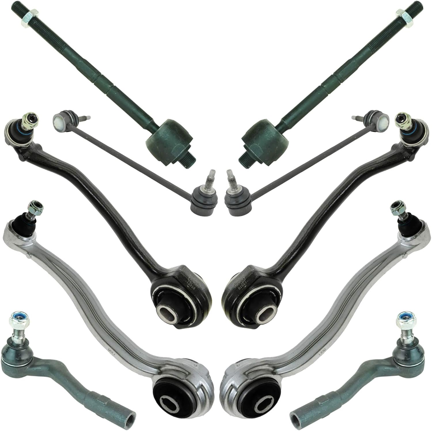 TRQ Front Steering & Suspension Kit Control Arm with Ball Joint Sway Bar Stabilizer Link Tie Rod Compatible with Mercedes-Benz