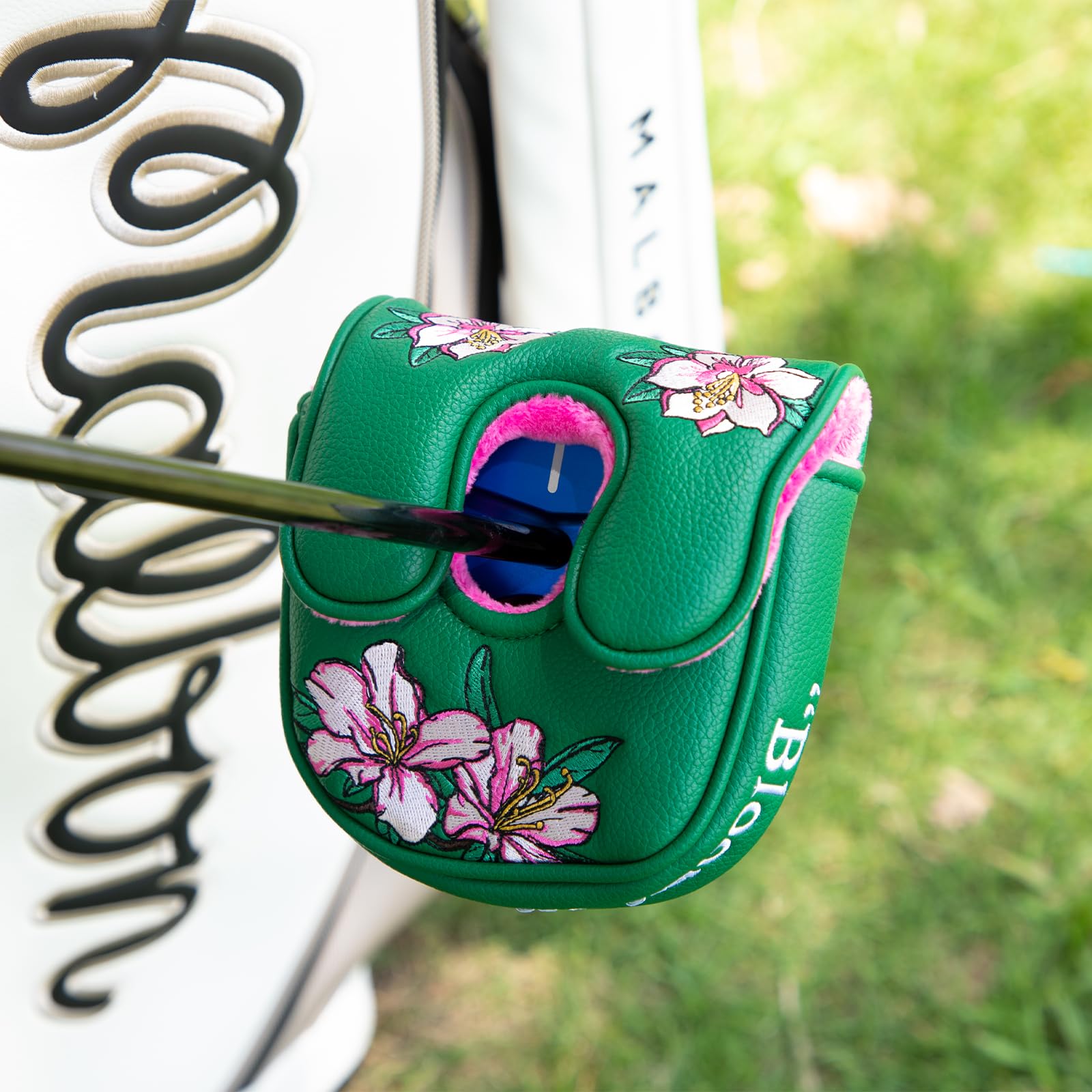 Golf Putter Covers DF3 Putter Headcover Azalea Embroidery Mallet Putter Covers with Magnetic Closure Fit Lab DF3 Putter, Green