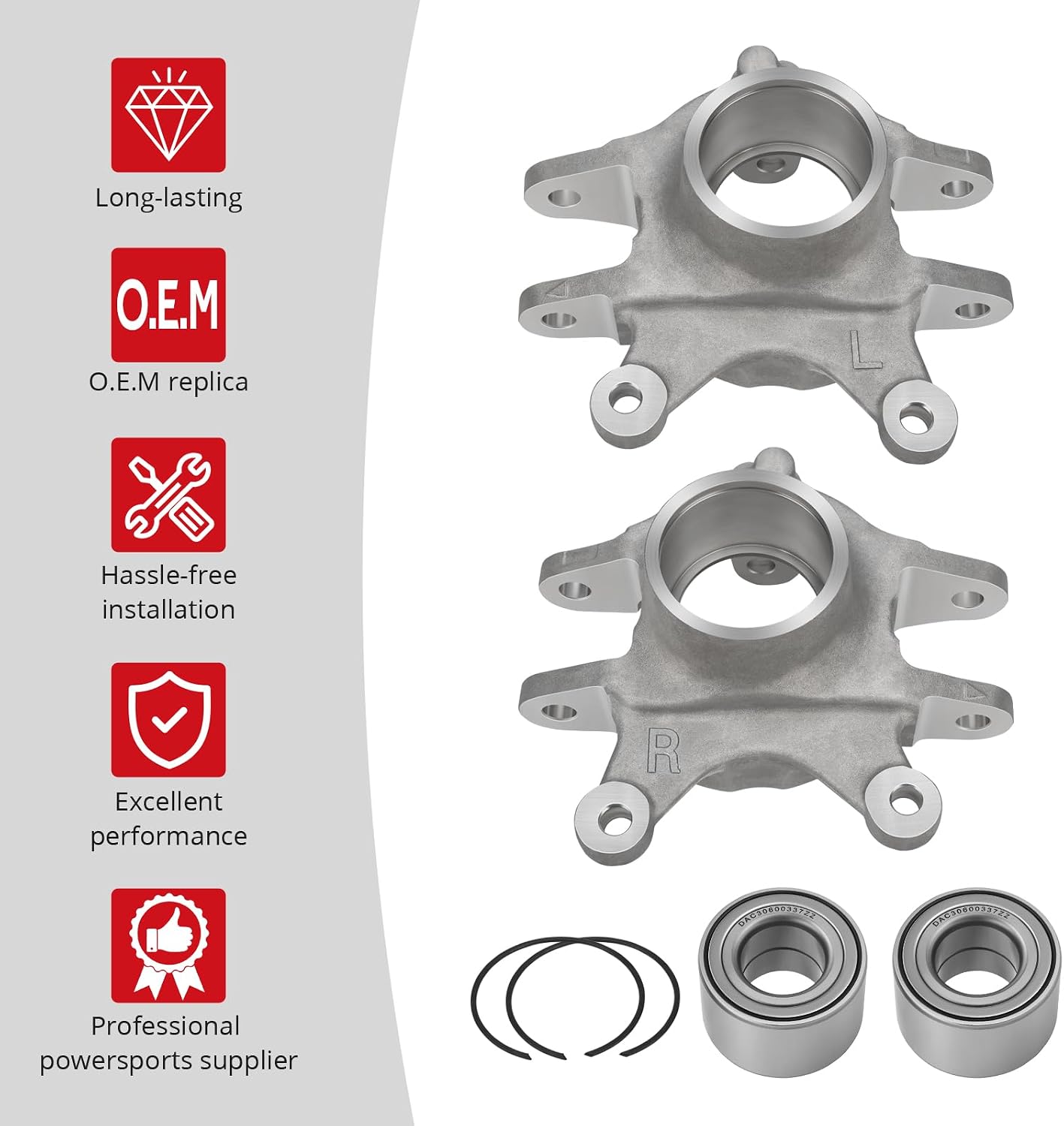 JAVIK Rear LH+RH Wheel Axle knuckle & Bearing kit Fit for Can-Am Maverick Max 1000R Turbo 2014-2018,O.E.M#705501731 705501730