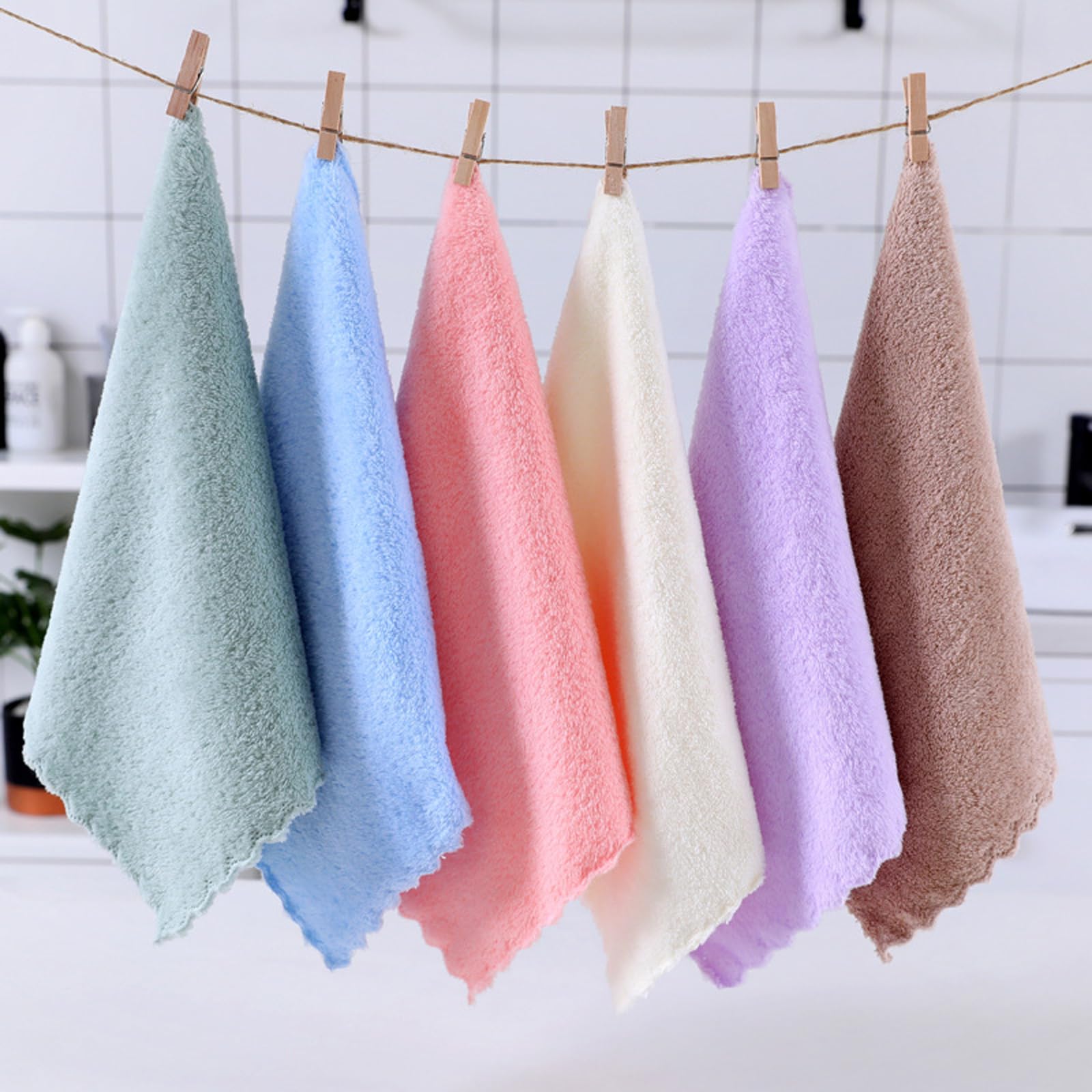 6 Pcs Face Flannels, Face Flannels Pack of 6, 25x25cm Bamboo Flannels, Face Cloths, Face Cloths Flannels, Face Flannel, Bamboo Face Cloths Flannels, Flannels Face Cloth, for Baby Kids Adults - Image 4