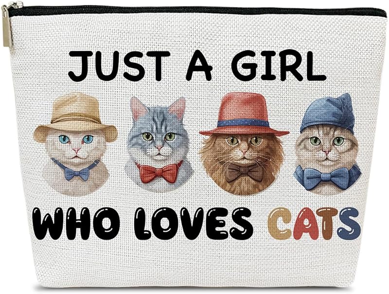 Necessaire de maquiagem Ythuil com estampa de gatos Cat 03, fechamento por zíper, 20,07 cm x 5,08 cm x 17,78 cm
