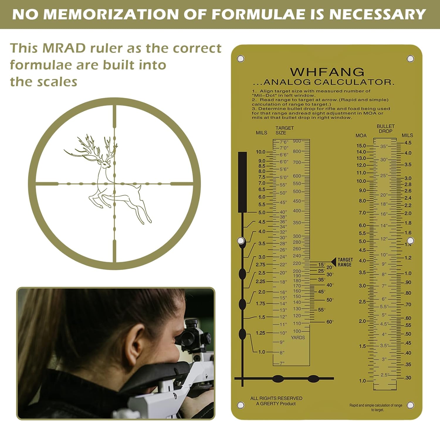 WHFANG Slide Rule Calculator, Professional Sniper Gear, Mrad Ruler Range to Target Calculator Quick & Easy Shooting Measurement Slide Rule Tool for Hunting and Long-Range Shooting : Sports & Outdoors