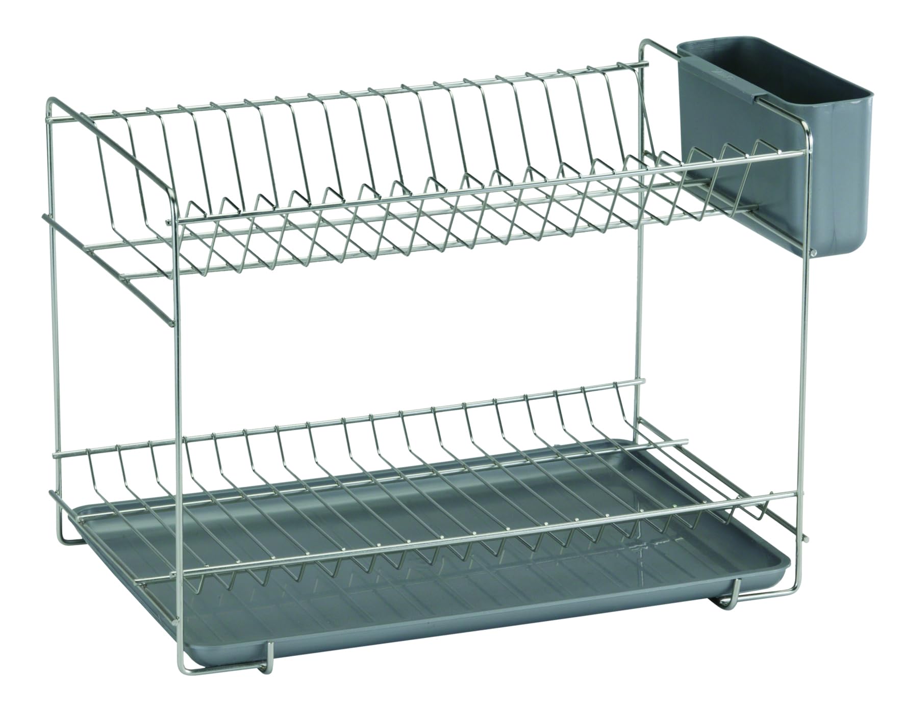Sauvic Grey 90985 Stainless Dish Drainer With Tray 38.5 X 25 X 28 Cm