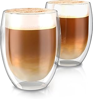 Arendo - doppelwandige Trinkgläser 350ml - Latte Macchiato Cappuccino Tee - 2er Set – Doppelwandglas - Thermotassen - spülmaschinengeeignet - mikrowellengeeignet - Teetasse Kaffeetasse - Thermogläser