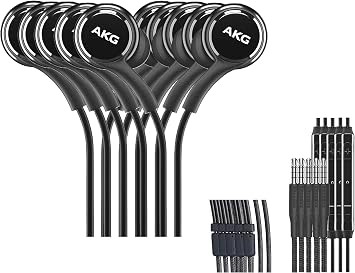 Samsung Wired Earbuds 5-Pack Galaxy, AKG Tuned in-Ear Headphones with Mic, Tangle-Free Cable & Ear Gels, 3.5mm Jack, Bulk Packaging in Black