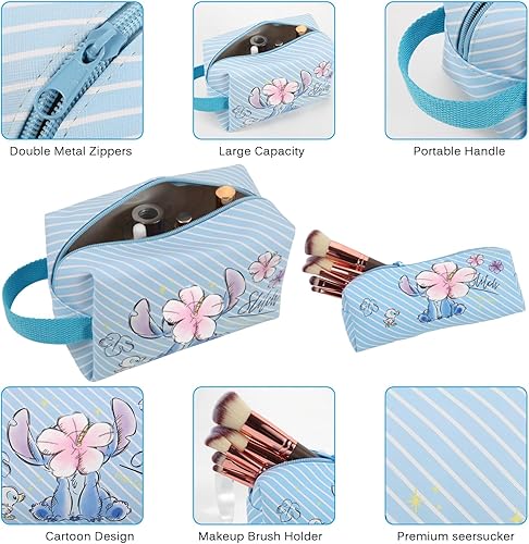 Miniatura 3 de Bolsa de cosméticos de viaje, bolsa de cosméticos de dibujos animados de gran capacidad, bolsa de maquillaje con cremallera, bolsa de aseo de viaje,