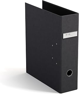 BIGSO ARCHIE Ordner mit 2 Ringen und Hebelmechanik – Ringordner aus Faserplatte und Papier mit Leinenoptik – Ringbuch A4 zum Abheften von losem Papier – schwarz