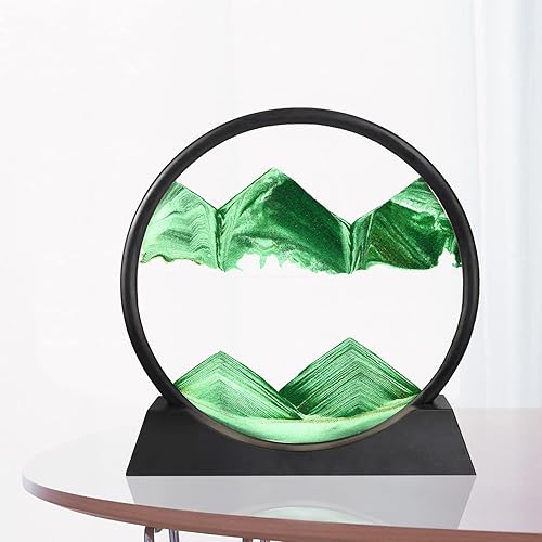 Miniatura 75 de Winthfure Arte de arena en movimiento, regalo de Navidad – Paisaje de arena de mar profundo 3D en marco de arena redonda de vidrio, juguetes de arte