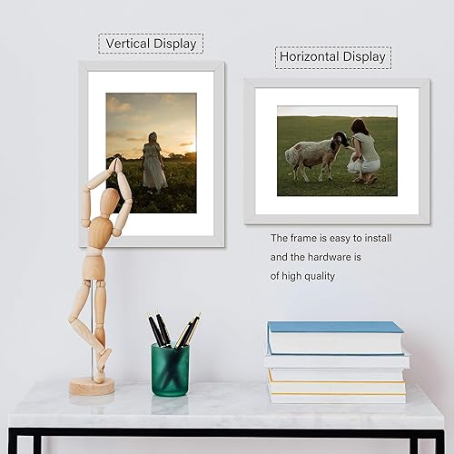 Vista 124 de Picrit Juego de 7 portarretratos de 5 x 7 pulgadas, para exhibición de 5 x 7 con paspartú o de 4 x 6 sin paspartú, marcos de fotos para montaje