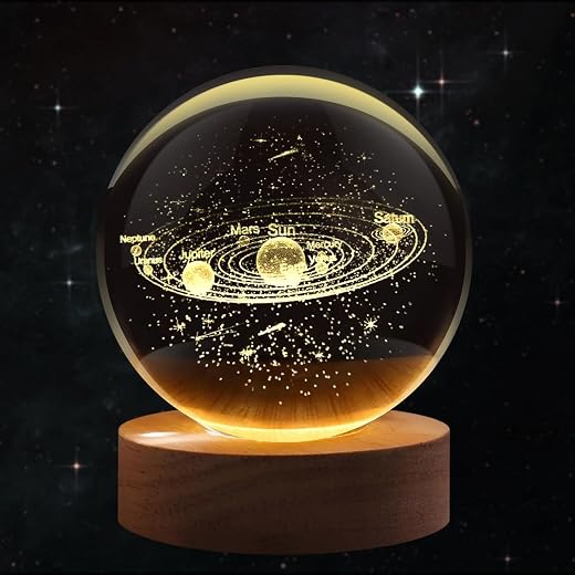 Chocozone Crystal Ball Night Light, 2.4Inch Glass Ball Night Lamp Table Lamp for Bedroom Decorative Items for Home