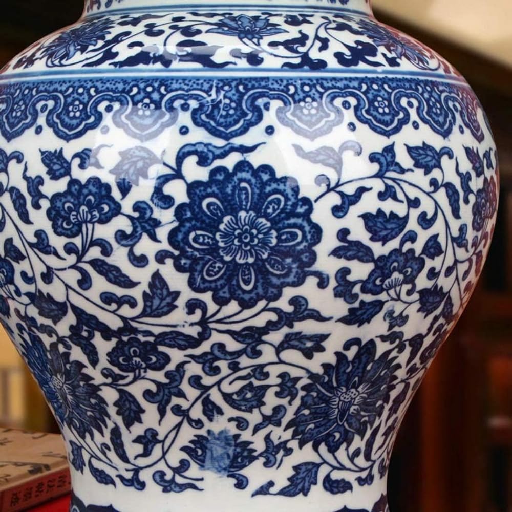 Vaso in ceramica blu, fiore DecoionLarge vasi da pavimento, vasi da fiori per vivere vasi in Cina Vaso in ceramica animale Decorazione in ceramica cinese Vaso in ceramica cinese Vaso blu e bianco Vaso