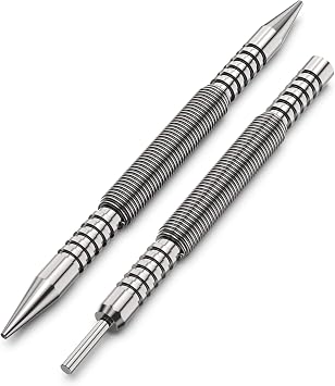 Glieskir Spring Loaded Nail Set Tools,2-PCS Dual Head Nail Setter and Hinge Pin Punch Set, Hammerless 1/16& 3/32Spring Nail Set, Super Strong Force Door Pin Removal Tool