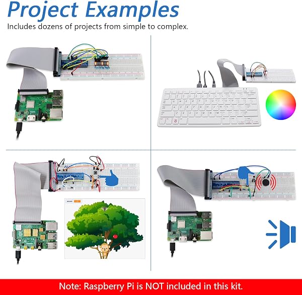 Freenove Basic Starter Kit for Raspberry Pi 5 4 B 3 B+ 400 Zero 2 W, 383-Page Detailed Tutorial, Python C Java Scratch Processing Code, 146 Items, 48 Projects (Raspberry Pi NOT Included) - 5