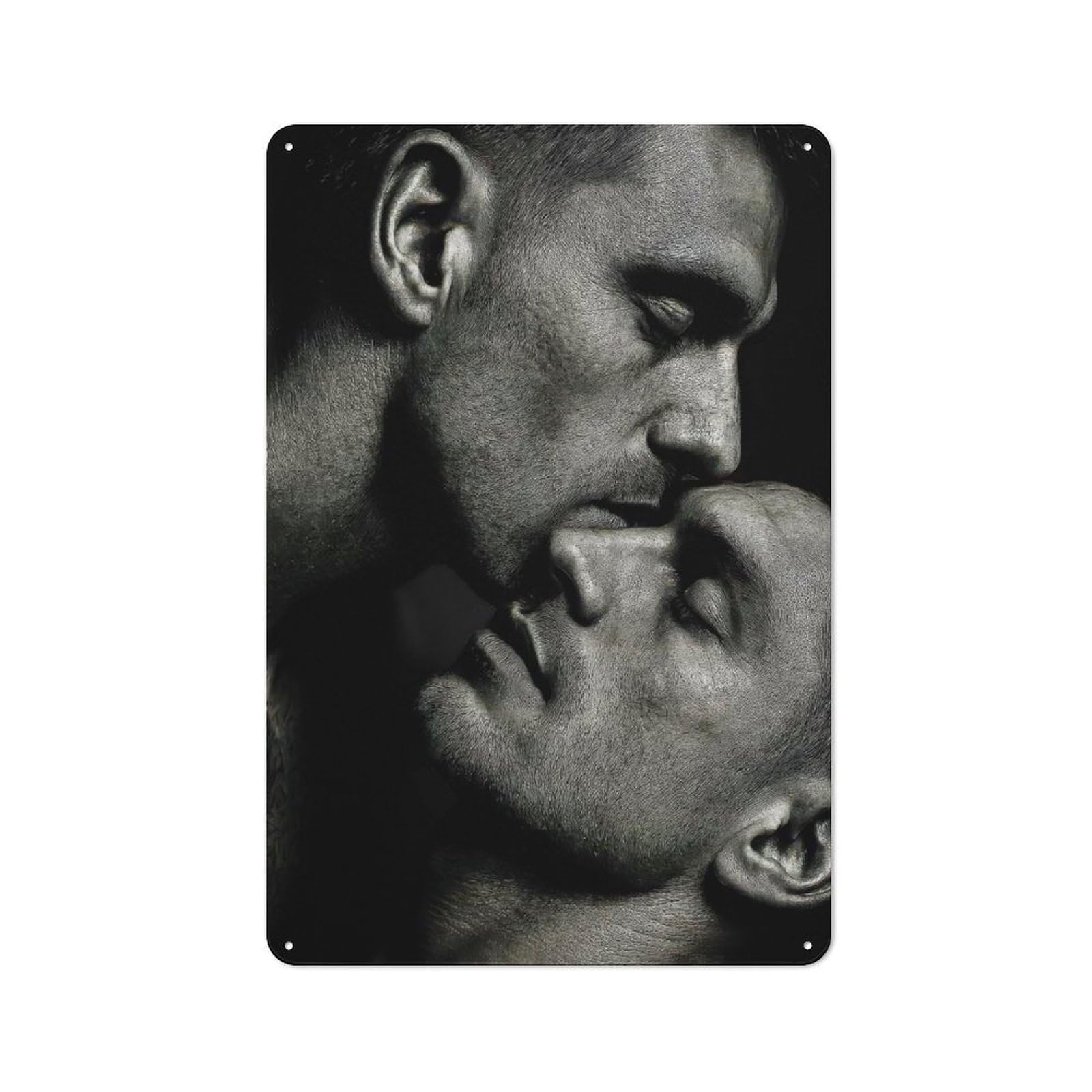For Living Room Or Hallway, Monochrome Kiss Retro Metal Plaque 30x20cm, for A Newly Furnished Living Room And Hallway