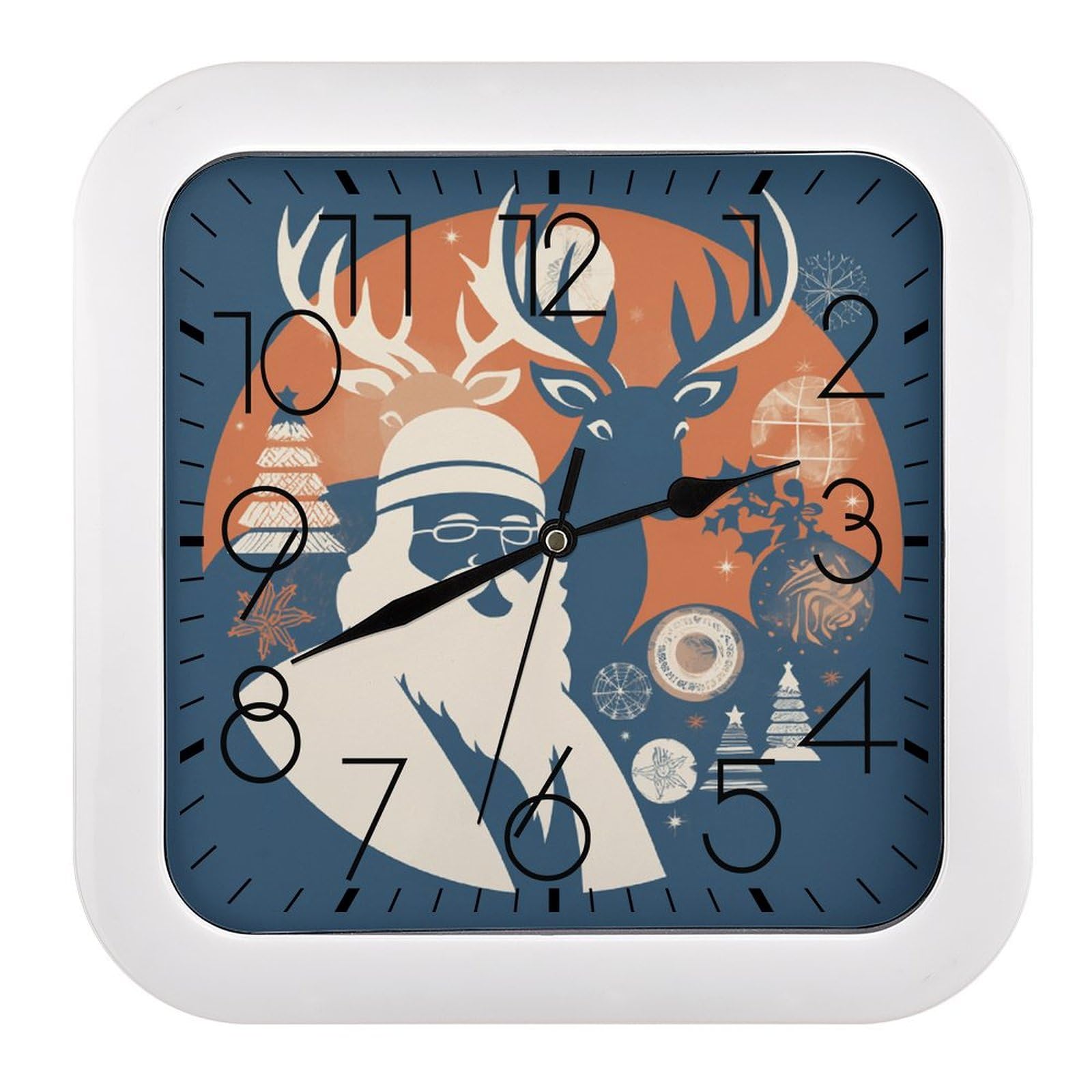 Horloge murale rétro avec silhouette du Père Noël pour déco de chambre et bureau