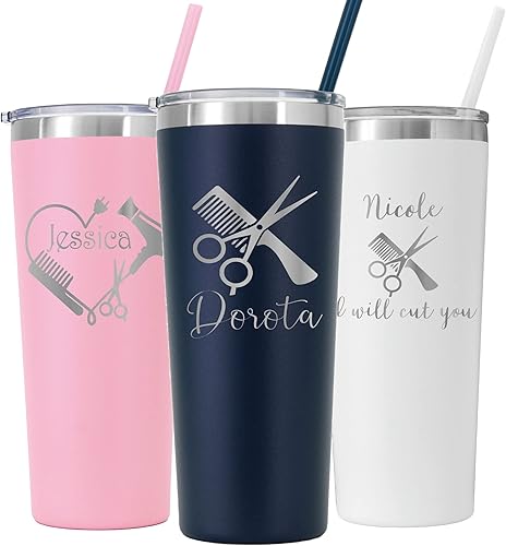 Miniatura 2 de Vaso personalizado para peluquería grabado con láser de 22 onzas con pajilla, peluquería, peluquería, salón de belleza, regalo, peluquería,