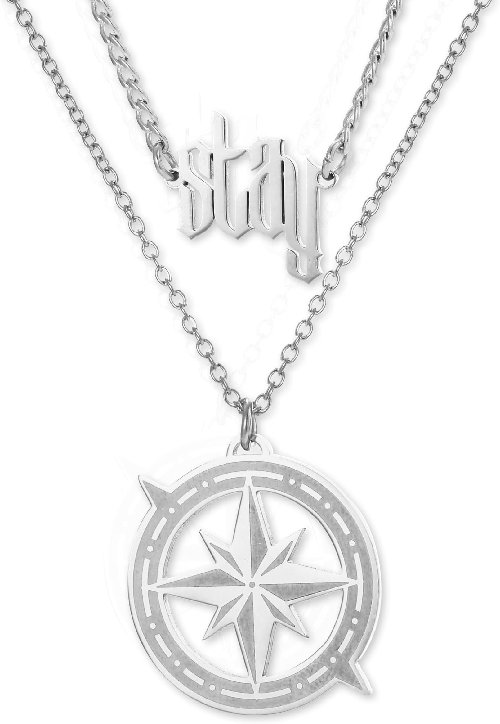 Travel Artisan Kpop Straykids Merch SKZ Inspired Necklace –“Stay” Pendant Compass Design Jewelry Accessory for Stay Fans Gifts