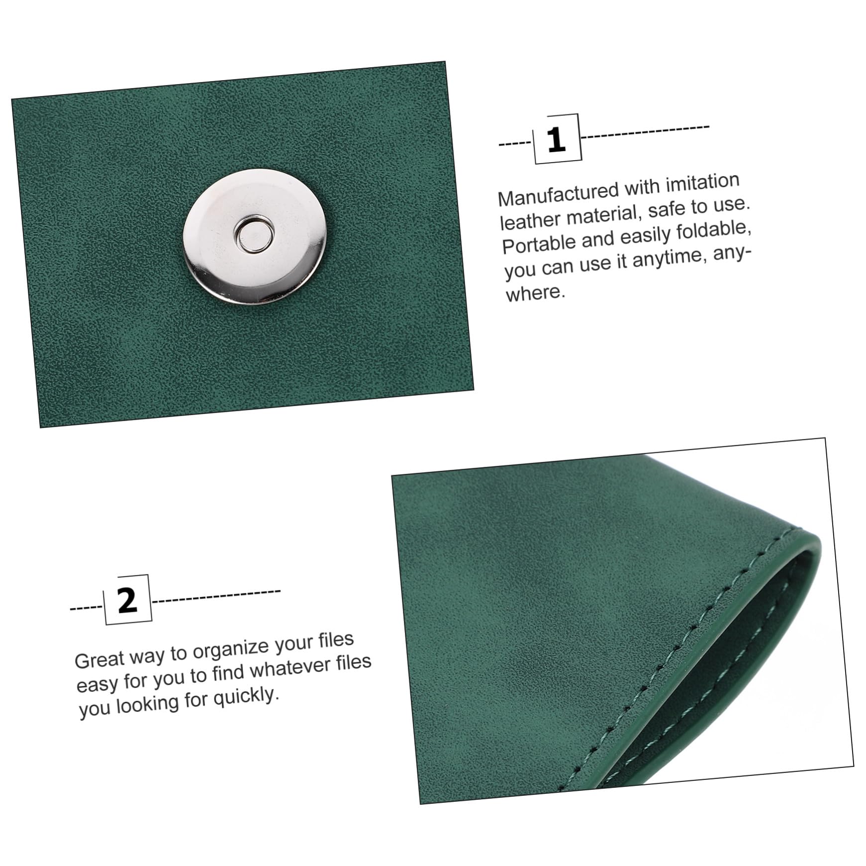 POPETPOP Pochette à Dossiers Paquet à Dossiers Vert Pliable en Simili Cuir pour Organiser Documents Portable pour Étudiants et Bureau