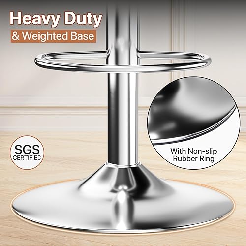 Miniatura 9 de Taburetes de bar giratorios de altura de mostrador ajustable, silla de comedor moderna, taburete alto con respaldo para isla de cocina, gris