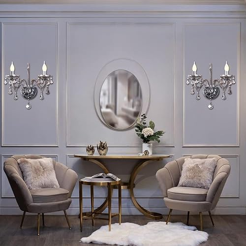 Miniatura 8 de Apliques de pared de cristal gris retro, elegante juego de 2 lámparas de pared de cristal, estilo europeo, se adapta perfectamente a interiores y
