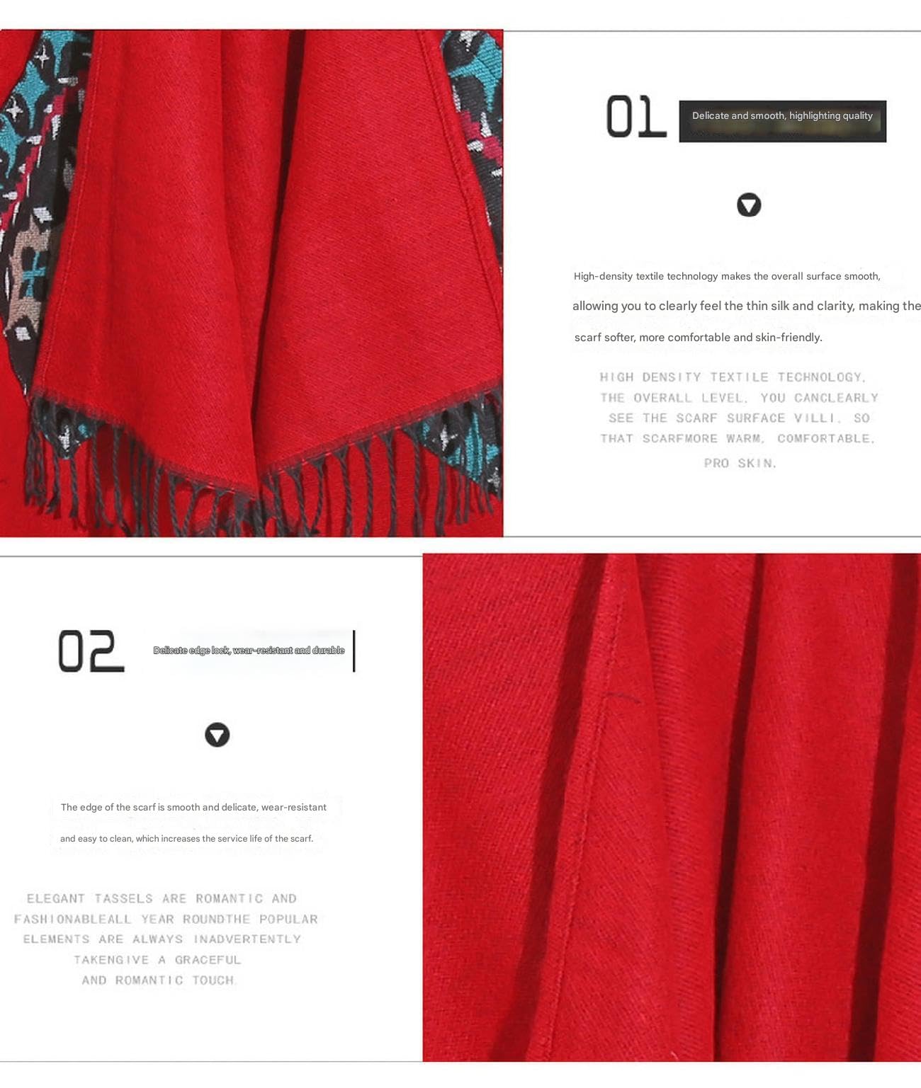Sciarpa Donna Sciarpa in Cashmere Imitazione con Grandi Fessure per Uomini E Donne Scialle Sciarpa Autunno E Tasca Invernale Cape Shawl-rosso-130 * 150 Cm
