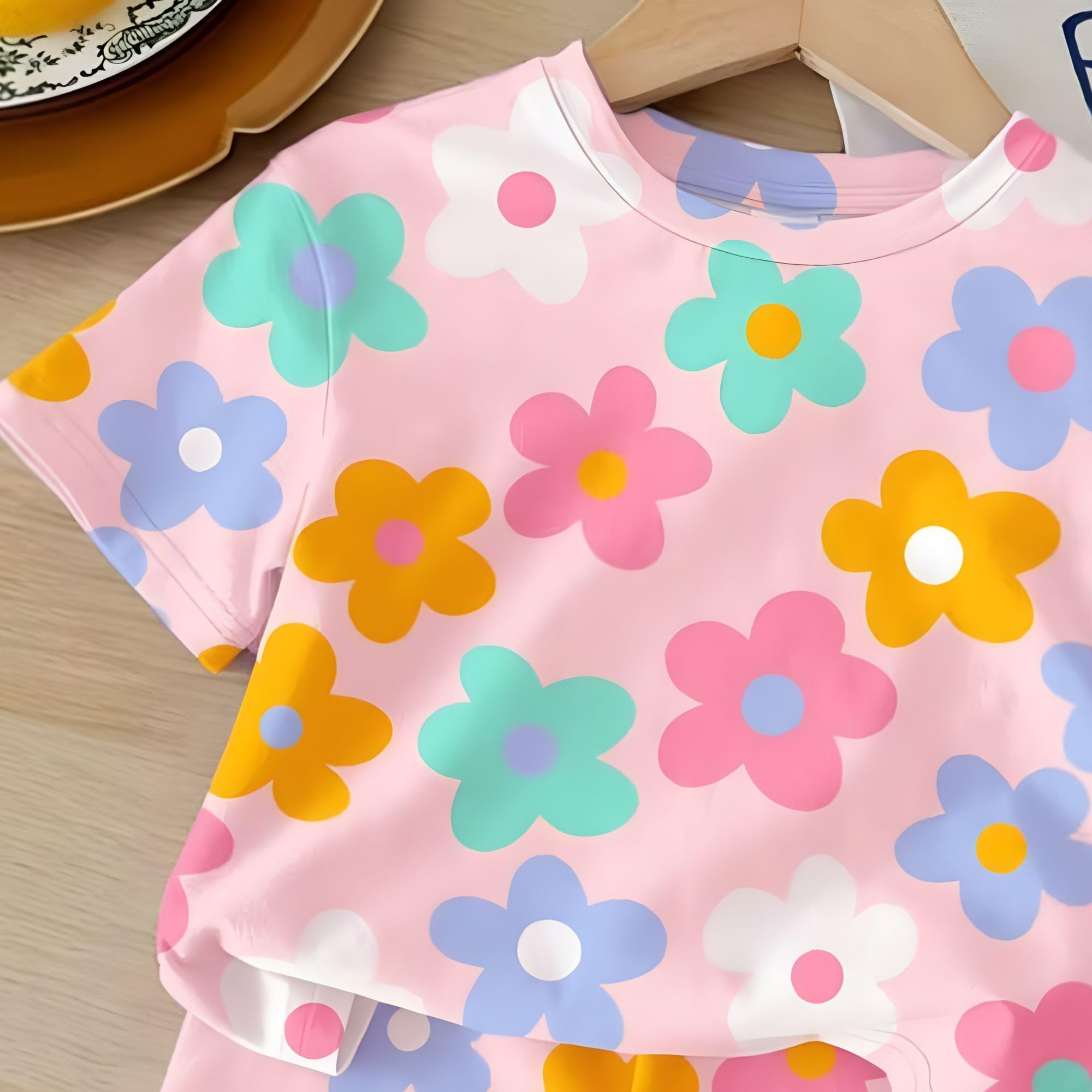 4YOU Dresses Beautiful Cotton Blend Fabric with Beautiful Print Tshirt and Half Pant For Girls - Image 4 thumbnail