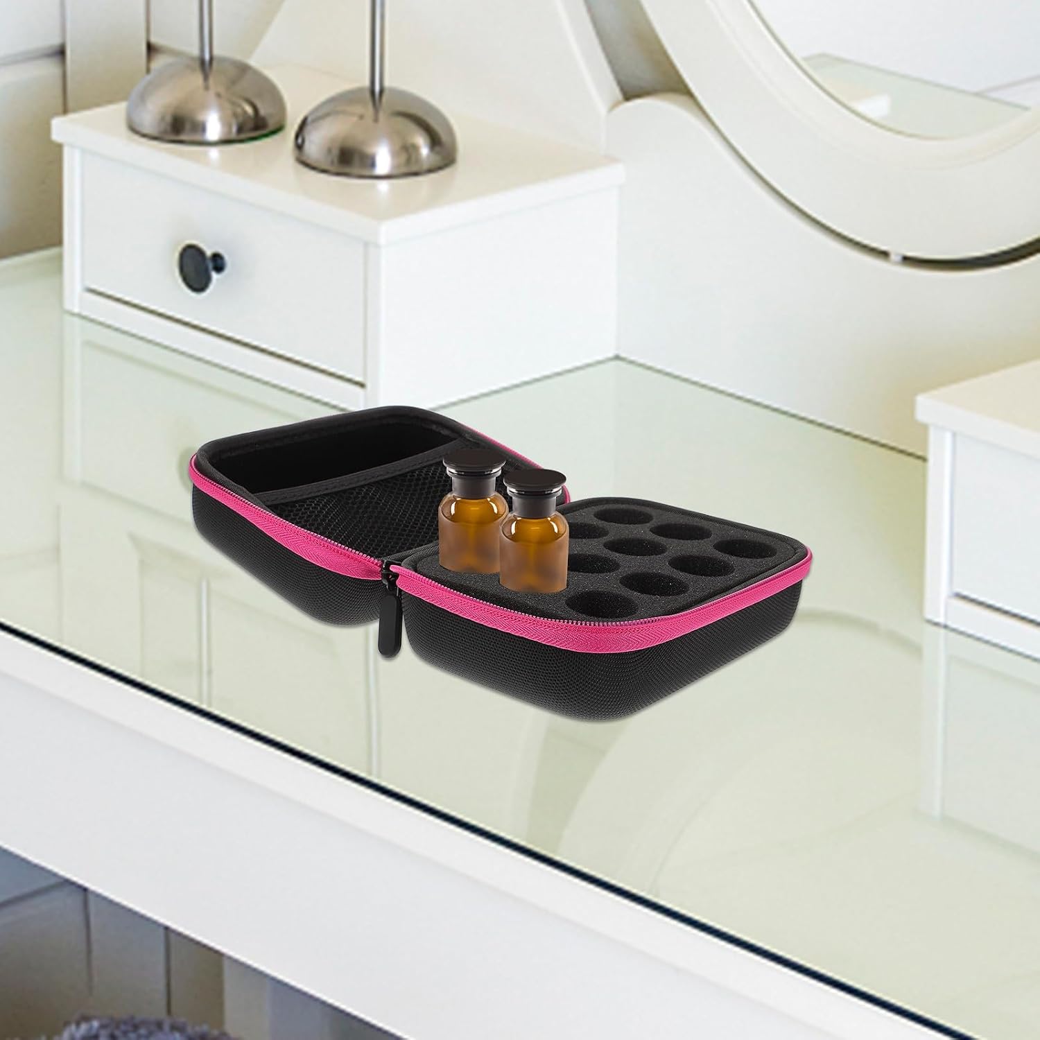 Waterproof Portable Essential Oil Bottle Holder Travel Storage Bag Made of Sturdy 600d Oxford Cloth, Easy to Organize and Scratch-proof Multipurpose Cosmetic Organizer for Roller image 4
