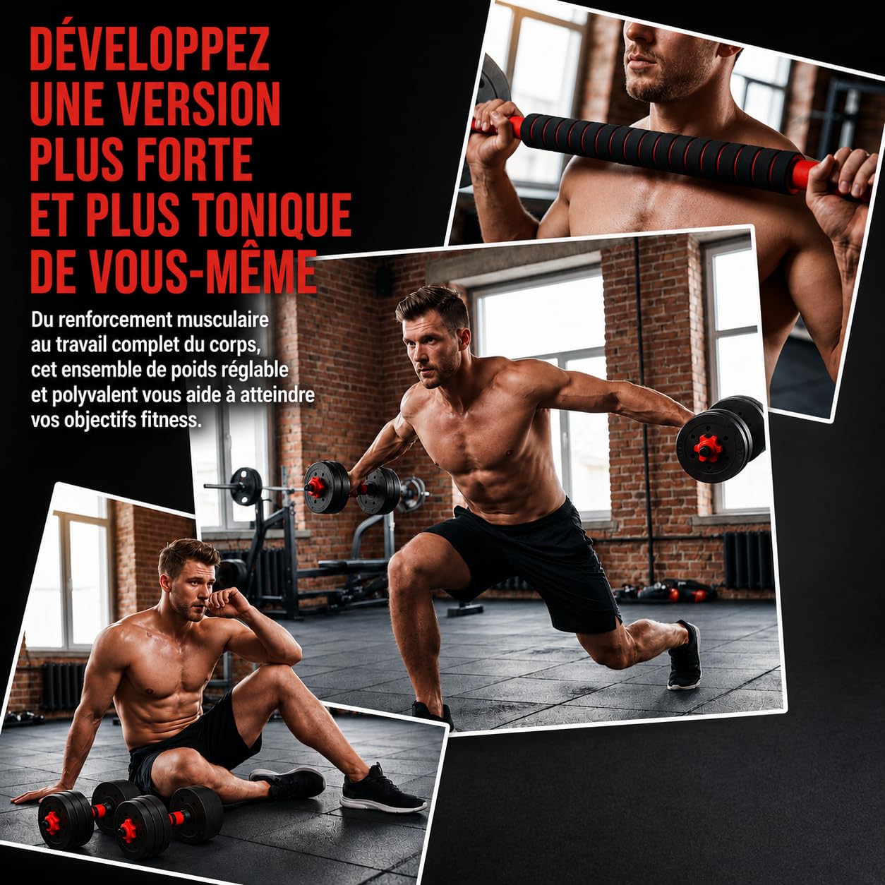Verstellbares Hantelset mit Langhantel Funktion, Kurzhantel Set für Home Gym Krafttraining, Fitness Hanteln für Damen und Herren