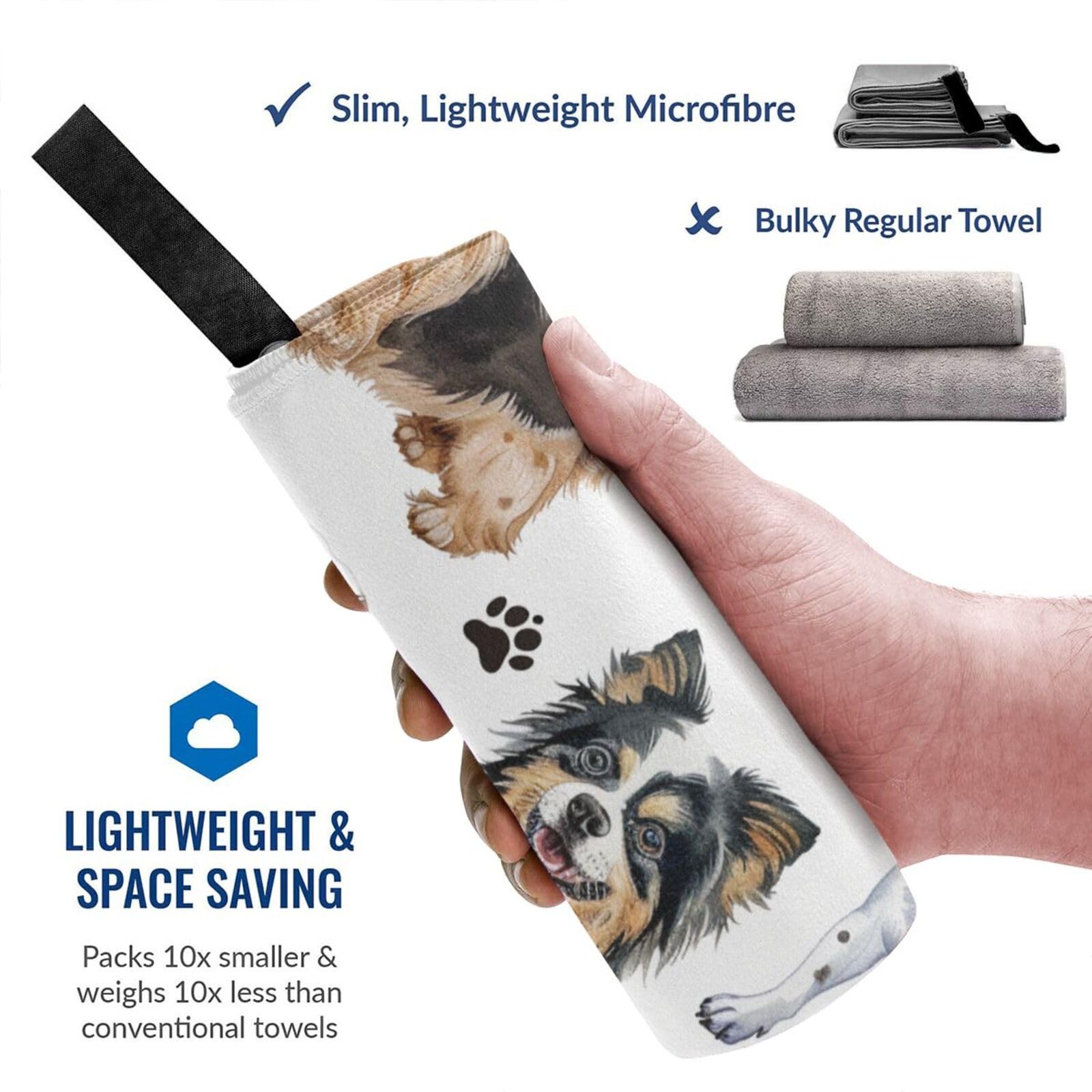 Toalla de playa ligera de microfibra de 31.5 x 63 pulgadas, lindo perro, cachorro, mascotas, animales domésticos, toallas de campamento de secado rápido para playa, gimnasio, baño, ducha