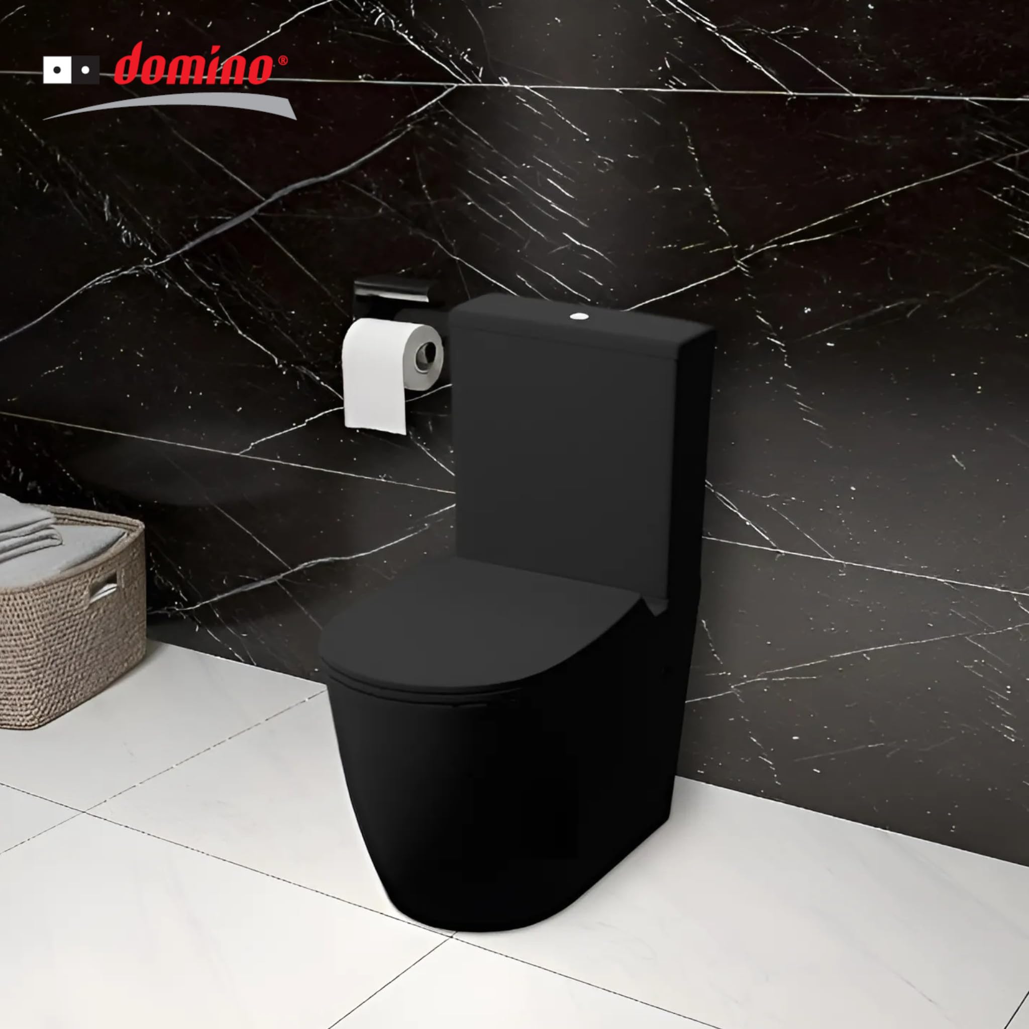 LAVITA Eendelig staand toilet met ingebouwde spoelkast NAUTILIUS BLACK WC-deksel met softclose Keramisch toilet Randloos toiletpot Toiletpot Staand + WC-aansluitstuk