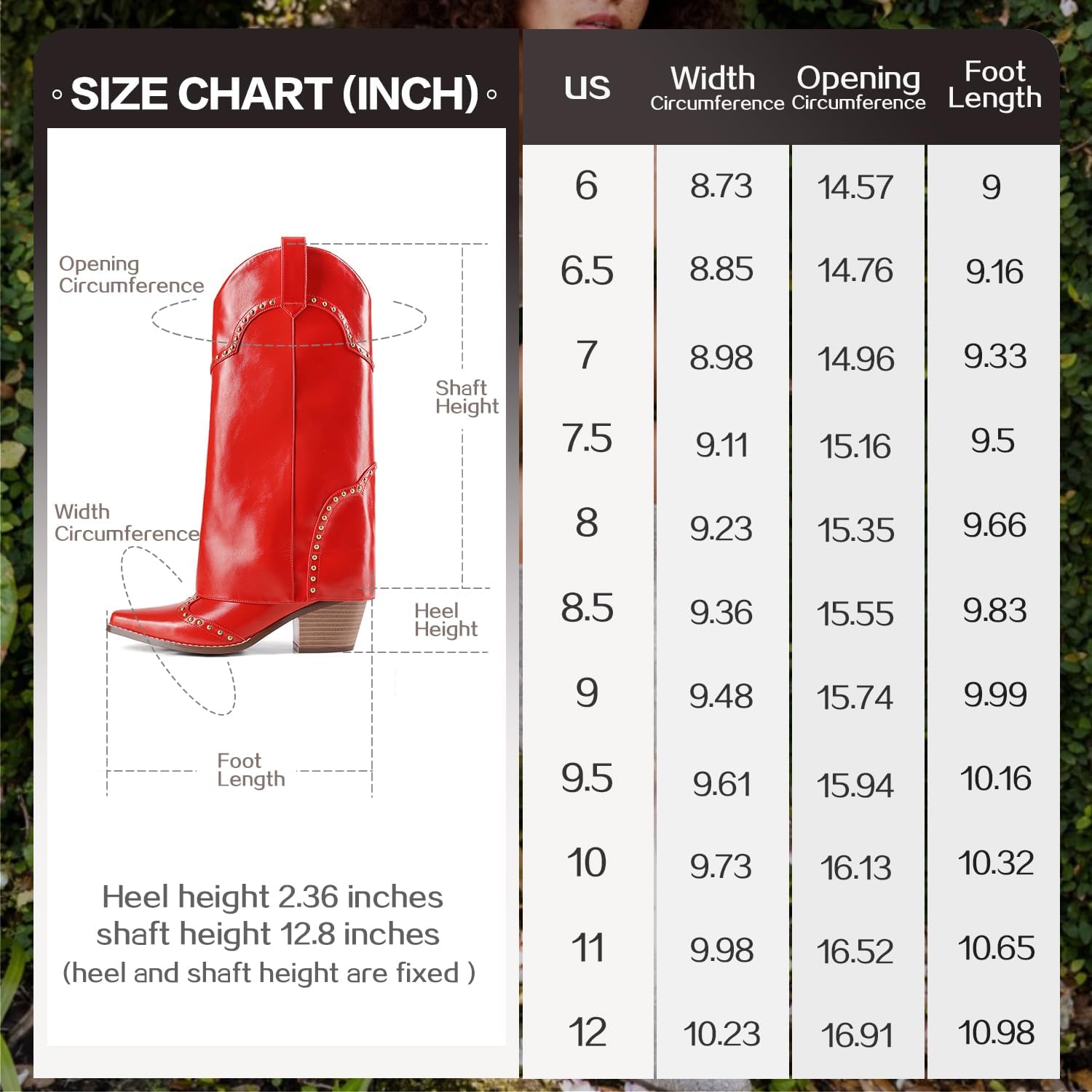 Women Shark Boots Fold Over Mid Calf Chunky Heel Snip Toe Cowboy Cowgirl Pull On Studded Boots for Women - Image 5