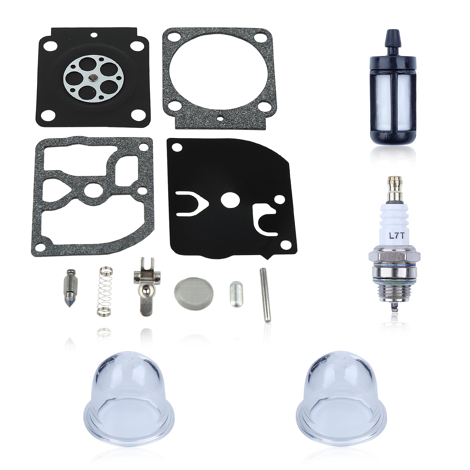 Kit de Reparación de Juntas de Carburador para Stihl FS 38, 45, 55, 46, FS38, FS45, FS55, FS46, HS45, BG45, BG85, MM55, BT45 y C1Q-S66, con Filtro de Aceite, Filtro de Combustible y Bujía