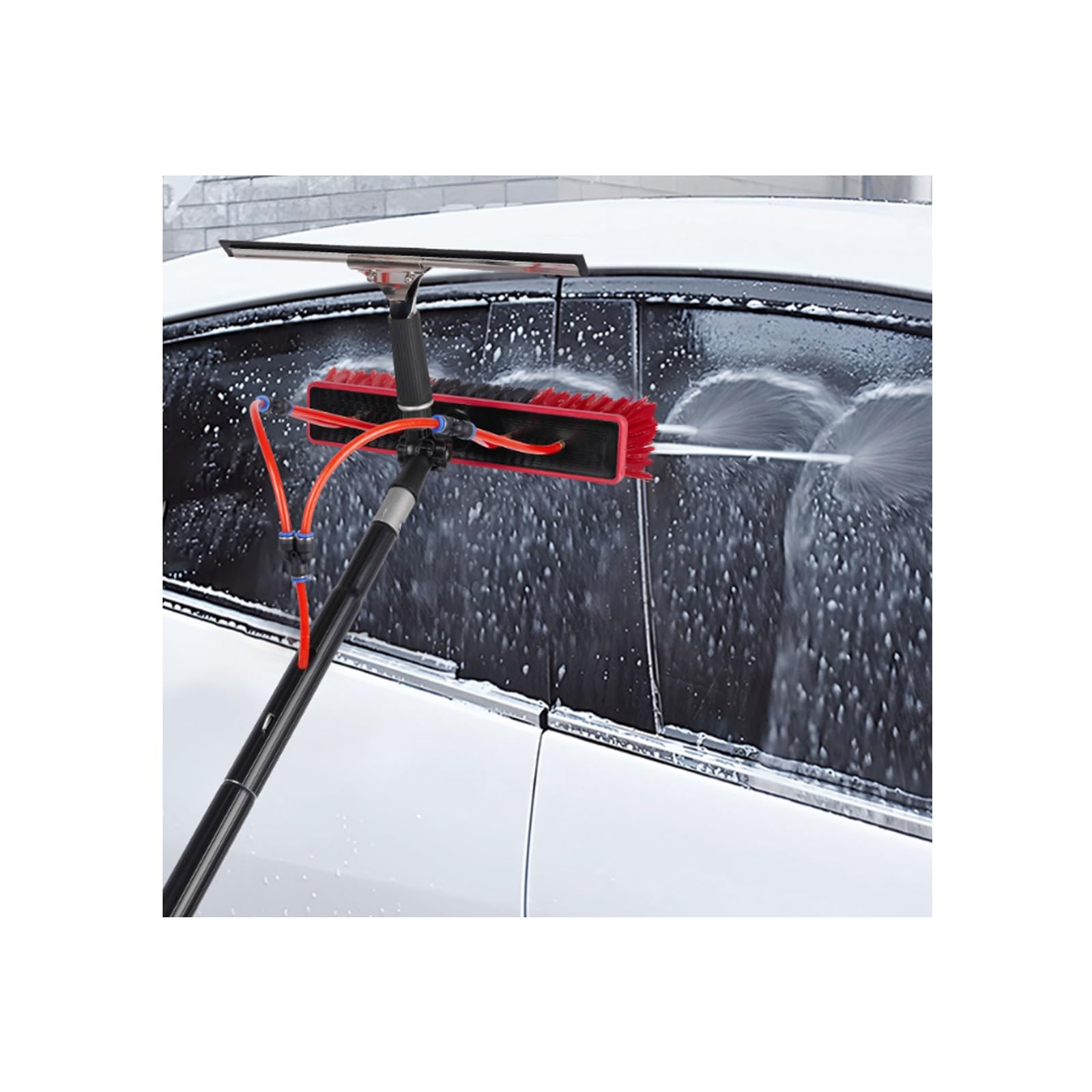 GHFXSCV High Altitude Solar Panel Cleaning Brush Kit - 35cm/13.8in Extendable Water Fed Window Cleaner Pole Aluminium Brush for Efficient Solar Panel Maintenance (12m/39ft)