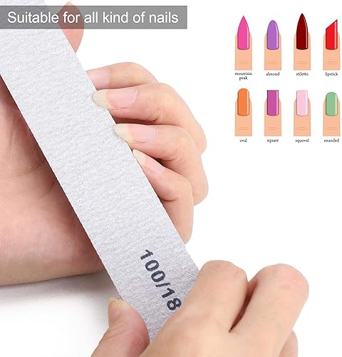 Miniatura 6 de 50 limas de uñas para uñas acrílicas, grano 100180 de doble cara, limas de uñas, limas profesionales para pulir uñas