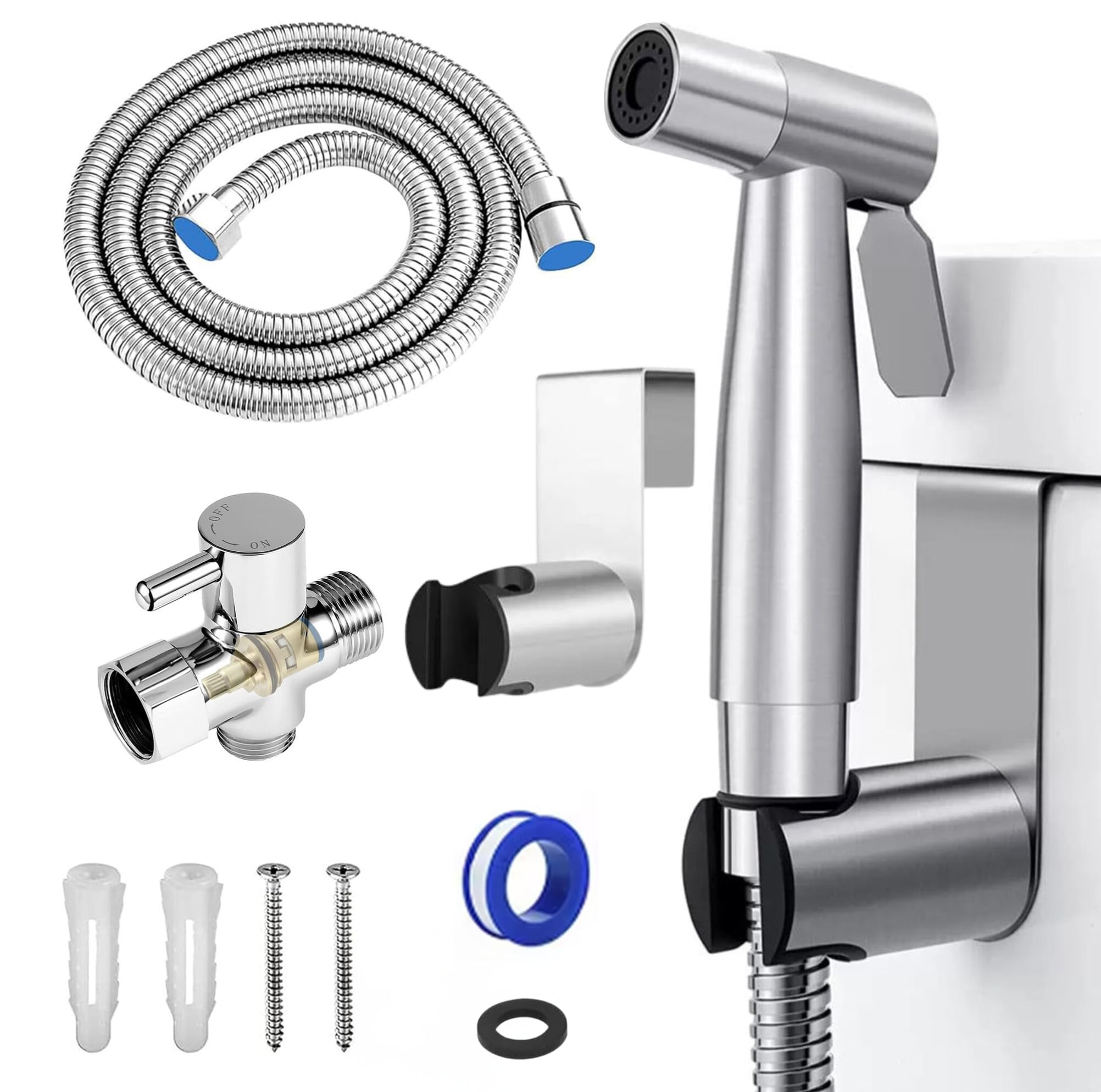 LuxeHouse Handheld Bidet Douche Shower Spray for Toilet SUS304 Stainless Steel Bidet Muslim Shattaf Sprayer Kit Bathroom Baby Diaper Cloth Shower Head for Personal Hygiene Bidet Attachment for Toilet