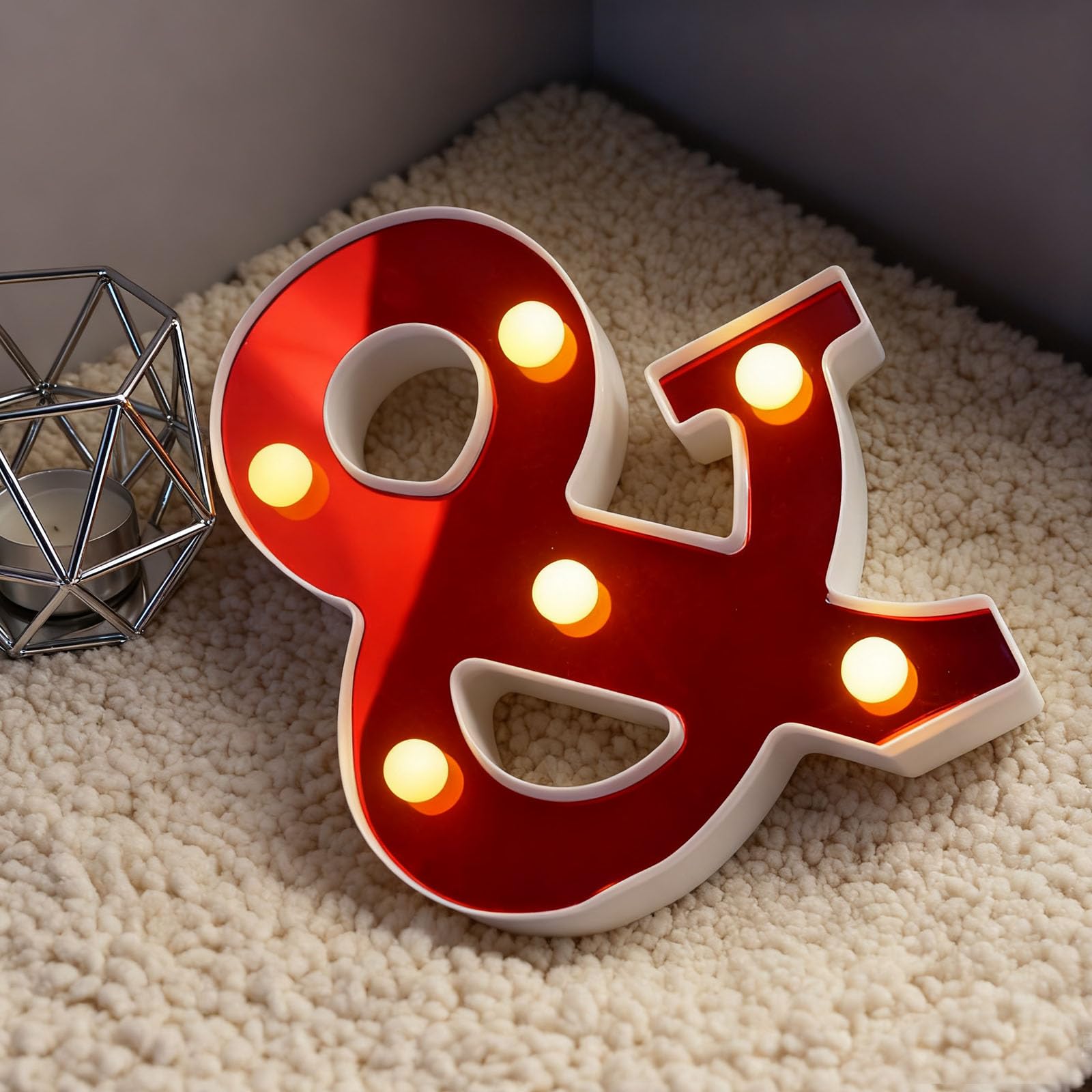Letter & Sign Lights Battery Powered Decoration Table Lamp Red LED Night Light for DIY Proposal Party, Wedding, Restaurant Table Decor(6.26"*5.47"*1.18") — image 1