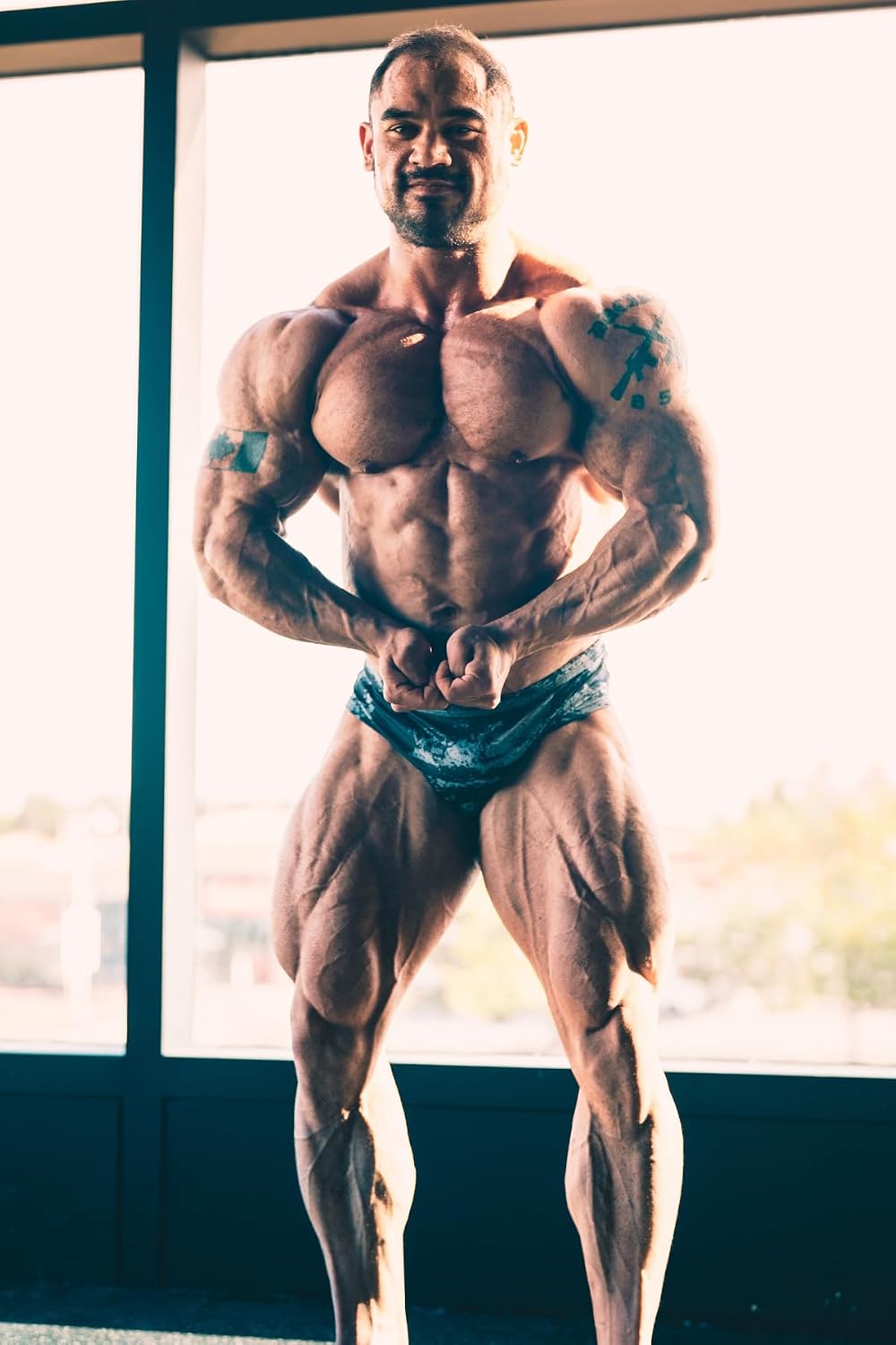 Jed North Men's Classic Physique Posing Trunks Bodybuilding Competition Suit,Brush Strokes,Large