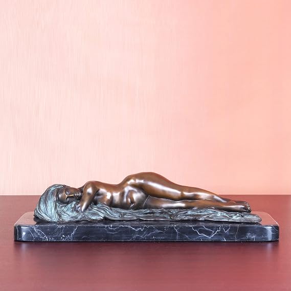 Bronze Nude Sleeping Woman Statue Modern Naked Female Sculpture Collection Decor