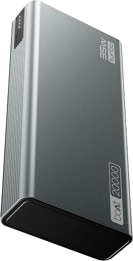Boat Energyshroom PB435 20000 mAh 35W Super Fast Charging Power Bank, Smart 12 Layer Protection (4X Output Ports, Supports...