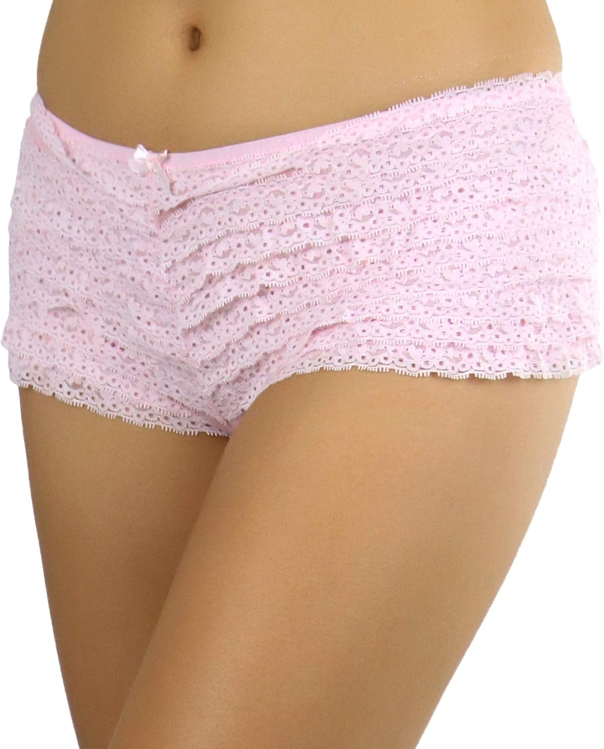 ToBeInStyle Women’s Mesh Ruffle Lace Cheeky Boyshort Panty Booty Shorts Burlesque Retro Style - Image 2