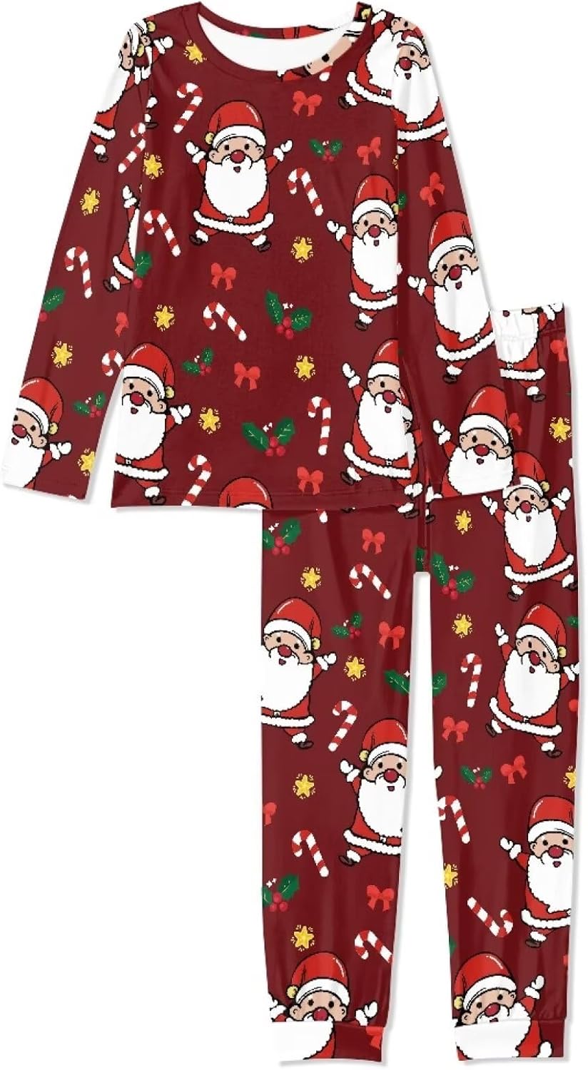 Christmas Sexy Pajama Set For Women 3D Print Santa Pattern Women's Long-Sleeved Pajamas Top and Pants 2Pcs Set