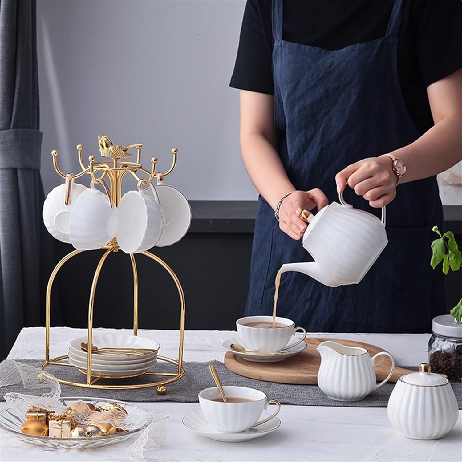 Cup & Saucer Sets European Style Ceramic Coffee Cup Creative Restaurant Fruit Tea Cup Mug Set