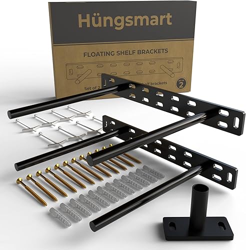 Miniatura 119 de Soporte de estante flotante resistente de 4 x 22 pulgadas - Soporte de estantes de pared largos, accesorios de estante flotante ocultos, soportes