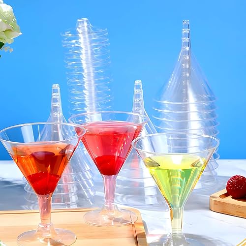 Miniatura 4 de Elegantes tazas de Martini de plástico transparente, 6 onzas (6 unidades) - Vasos de cóctel de plástico de alta calidad y vasos de fiesta,