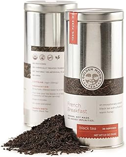 Golden Moon Tea French Breakfast Black Tea - Loose Leaf, Non GMO - Travel Tin (30 Servings)