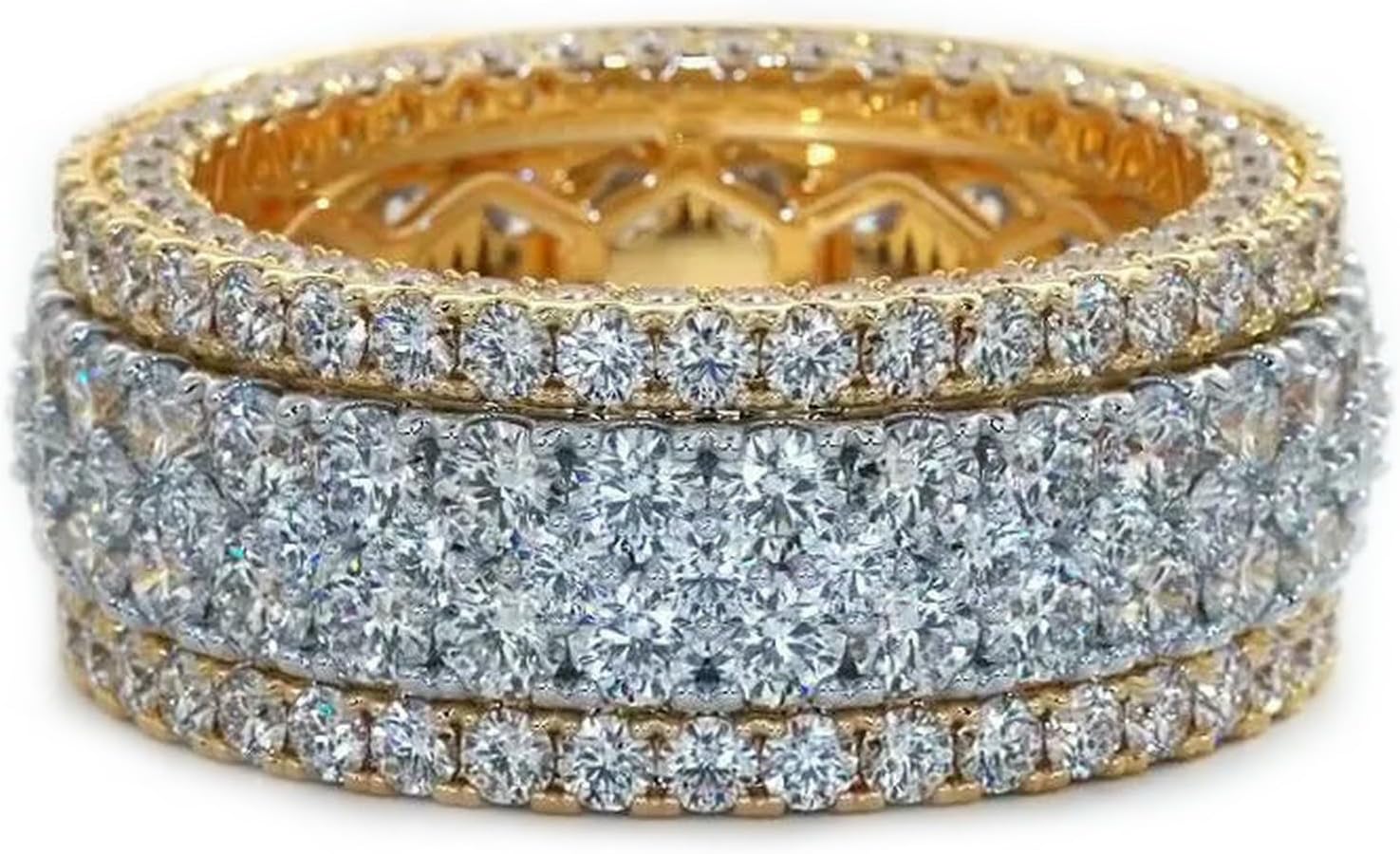 Handmade Luxury Ring 925 Sterling Silver 150 Round Diamond Ring Finger Jewelry for Men and Women-7-Gold