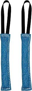 Dog Bite Tug Toy 1.5 inch X 10 inch 1 Handle French Linen Bundle of 2 - Redline K9 (Electric Blue)
