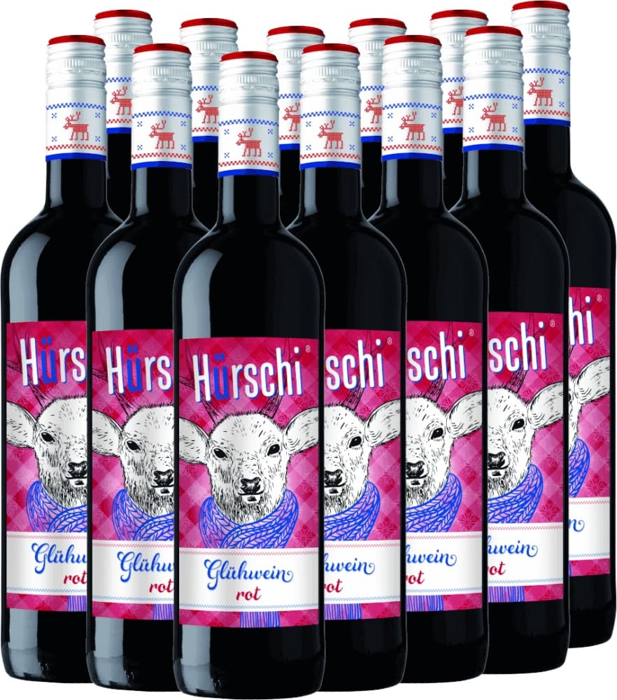Glühwein rot Hürschi Weinhaltiges Getränk 12 x 0,75l VINELLO - 12 x Weinpaket inkl. kostenlosem VINELLO.weinausgießer