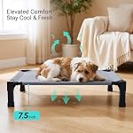 Niubya Elevated Outdoor Dog Bed, Cooling Elevated Pet Cot, Steel-Framed and Non-Slip Feet, Raised Dog Bed with Waterproof, Washable, Breathable Teslin Mesh,Grey 35in